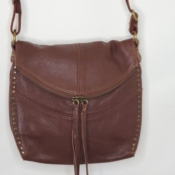 The Sak Silverlake Crossbody Bag Brown Leather Studded Fold Over Flap Purse - Picture 1 of 16